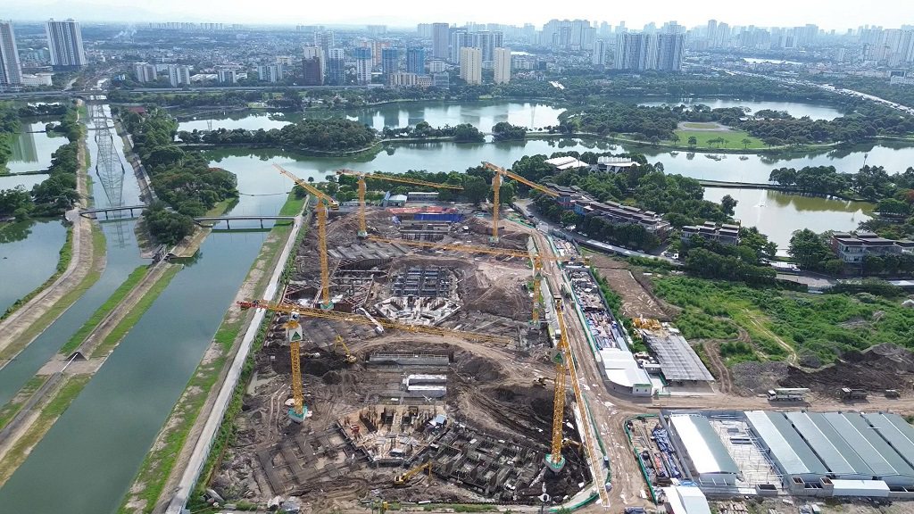 tiến độ xây dựng móng central park yên sở